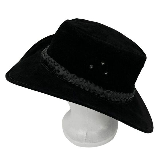 Kakadu Australia | Leather Black Hat with Braided Band Accent Size Large main image 10